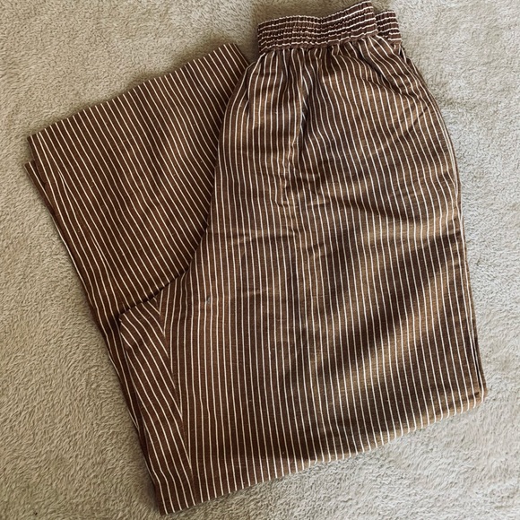 Jones + Co Br and Wh Striped Linen Wide Pants - Picture 7 of 7